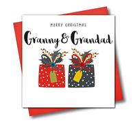Embellished Christmas Greeting Card, Merry Christmas Granny & Grandad, Presents