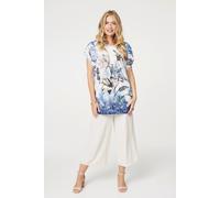 Embellished Floral Tunic Top Izabel London Blue S/M