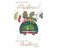 Embellished Gorgeous Husband Champagne Hand-Finished Christmas Greeting Card