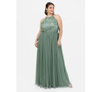 Embellished Halter Neck Maxi Dress Maya Deluxe Dark Green 18