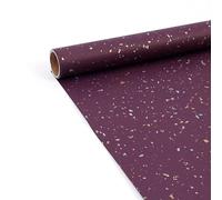 Embellished Metallic Gold and Silver Irregular Foil Dots On Neutral Solid Burgundy Red Wrapping Paper - 1 Mini Roll 43x300cm Per Roll, Perfect for Birthday Wedding Baby Shower Men Women