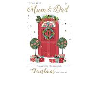 Embellished Mum & Dad Thank You Champagne Hand-Finished Christmas Greeting Card XCDC437