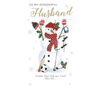 Embellished My Wonderful Husband Champagne Hand-Finished Christmas Greeting Card