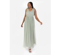 Embellished Ruffle Shoulder Maxi Dress Anaya with Love Green 8