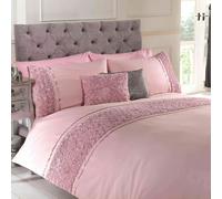Embellished Ruffled Flowers Duvet Cover Set OR Cushion - Cream Grey White Pink