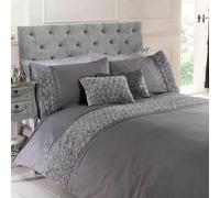 Embellished Ruffled Flowers Duvet Cover Set OR Cushion - Cream Grey White Pink