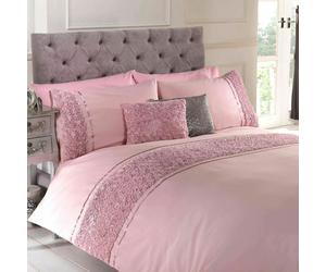 Embellished Ruffled Flowers Duvet Cover Set OR Cushion - Cream Grey White Pink