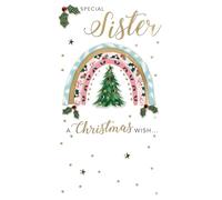 Embellished Special Sister Champagne Hand-Finished Christmas Greeting Card XCDC446