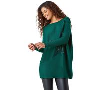 Embellished Star Print Longline Jumper Roman Emerald XL