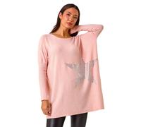 Embellished Star Print Longline Jumper Roman Light Pink XL