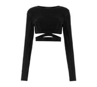 Embellished Viscose Blend Top - female - Andrea Adamo - Long Sleeve T-Shirts - Black - S - Tops S