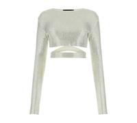 Embellished Viscose Blend Top - female - Andrea Adamo - Long Sleeve T-Shirts - White - M - Tops M