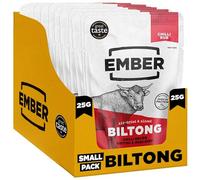 Ember Beef Biltong Chilli 250g - High Protein Meat Jerky Snack - Ready to Eat, Low Fat, No Added Sugar, Keto, No Artificial Colours or Flavours - Box of 10 x 25g Packs from a Family-Run UK Business