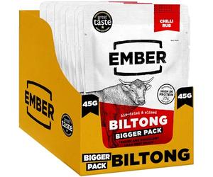 Ember Beef Biltong Chilli 360g Box - High Protein Meat Jerky Snack - Ready to Eat, Low Fat, No Added Sugar, Keto, No Artificial Colours or Flavours from a Family-Run UK Business