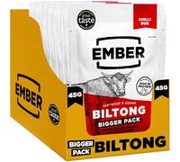 Ember Beef Biltong Chilli 360g - High Protein Meat Jerky Snack - Ready to Eat, Low Fat, No Added Sugar, Keto, No Artificial Colours or Flavours - Box of 8 x 45g Packs from a Family-Run UK Business