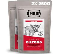 Ember Beef Biltong Chilli 500g - High Protein Meat Jerky Snack - Ready to Eat, Low Fat, No Added Sugar, Keto, No Artificial Flavours - 2 x 250g Resealable Bulk Bags from a Family-Run UK Business