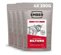 Ember Beef Biltong Chilli - High Protein Meat Jerky Snack - Ready to Eat, Low Fat, No Added Sugar, Keto, No Artificial Colours or Flavours - 4 x 250g Resealable Bulk Bags