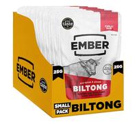 Ember Beef Biltong Chilli - High Protein Meat Jerky Snack - Ready to Eat, Low Fat, No Added Sugar, Keto, No Artificial Colours or Flavours - Multipack Box of 10 x 25g Packs