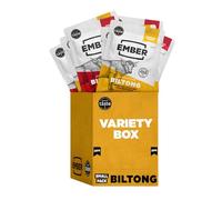 Ember Beef Biltong - High Protein Meat Jerky Snack - Ready to Eat, Low Fat, No Added Sugar, Keto, No Artificial Flavours - Box of 10 x 25g Packs (Original & Chilli) from a Family-Run UK Business