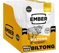 Ember Beef Biltong Original 250g - High Protein Meat Jerky Snack - Ready to Eat, Low Fat, No Added Sugar, Keto, No Artificial Colours or Flavours - Box of 10 x 25g Packs from a Family-Run UK Business