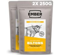 Ember Beef Biltong Original 500g - High Protein Meat Jerky Snack - Ready to Eat, Low Fat, No Added Sugar, Keto, No Artificial Flavours - 2 x 250g Resealable Bulk Bags from a Family-Run UK Business