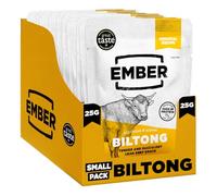 Ember Beef Biltong Original - High Protein Meat Jerky Snack - Ready to Eat, Low Fat, No Added Sugar, Keto, No Artificial Colours or Flavours - Multipack Box of 10 x 25g Packs