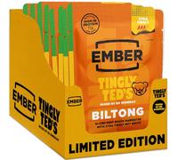 Ember Beef Biltong Tingly Teds 320g - High Protein Meat Jerky Snack - Ready to Eat, Low Fat, No Artificial Colours or Flavours - Box of 8 x 40g Packs from a Family-Run UK Business