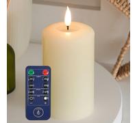 Ember Candles™ 12.5cm Signature Ivory LED Flickering Battery Candle, with Remote & Timer, 100% Real Wax, Ultra-Realistic, Flameless, Hand-Poured Design Mood Lighting for Home, Parties, Events