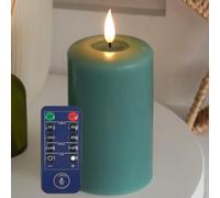 Ember Candles™ 12.5cm Signature Sage Green, LED Flickering Battery Candle with Remote & Timer, 100% Real Wax, Ultra-Realistic, Flameless, Hand-Poured Design Mood Lighting for Home, Parties, Events