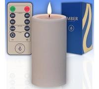 Ember Candles™ 15cm Outdoor Cream LED Flickering Battery Candle - Weather Resistant Metal, Ultra Realistic, Flameless, Hand Finished Design, 6-Hour Timer for Safe Garden Use (Without Remote Control)