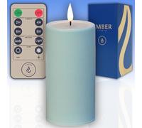 Ember Candles™ 15cm Outdoor Sage Green LED Flickering Battery Candle - Weather Resistant Metal, Ultra Realistic, Flameless, Hand Finished Design, 6-Hour Timer, Safe Garden Use (Without Remote Control)