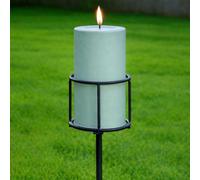 Ember Candles™ - 15cm Sage Green Outdoor LED Candle Adjustable 150cm Stake Holder, Warm White Realistic Flame & Timer, IP44 Garden Pergola Pathway Light, 180 Day Battery Life (Without Remote)