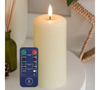 Ember Candles™ 15cm Signature Ivory LED Flickering Battery Candle, with Remote & Timer, 100% Real Wax, Ultra-Realistic, Flameless, Hand-Poured Design Mood Lighting for Home, Parties, Events