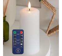 Ember Candles™ 15cm Signature White, LED Flickering Battery Candle with Remote & Timer, 100% Real Wax, Ultra-Realistic, Flameless, Hand-Poured Design Mood Lighting for Home, Parties, Events