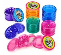 Ember Edge Plastic 5-Part Grinder, Acrylic, Sugar Skull Design, Magnetic Lid, Sharp Diamond Teeth, Pollen Screen, 60mm Tobacco Crusher Smoking Accessories Dry Herb Grinder (60mm 5-Part)