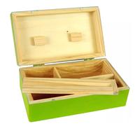 Ember Edge Premium Wooden Rolling Box for King Size Papers - Handcrafted Tobacco Rolling Gift Box with Storage Compartments Gift for Smokers Christmas Fathers Day Frinds (GREEN)