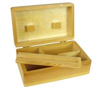 Ember Edge Premium Wooden Rolling Box for King Size Papers - Handcrafted Tobacco Rolling Gift Box with Storage Compartments Gift for Smokers Christmas Fathers Day Frinds (NATURAL)