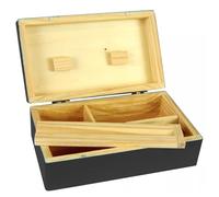 Ember Edge Premium Wooden Rolling Box for King Size Papers - Handcrafted Tobacco Rolling Gift Box with Storage Compartments Gift for Smokers Christmas Fathers Day Frinds (BLACK)