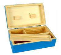 Ember Edge Premium Wooden Rolling Box for King Size Papers - Handcrafted Tobacco Rolling Gift Box with Storage Compartments Gift for Smokers Christmas Fathers Day Frinds (BLUE)