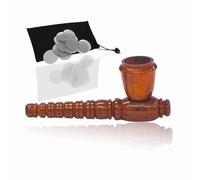 Ember Edge Wooden Smoking Pipe Tobacco, Handcrafted Smoking Pipes Wooden, Tobacco Pipe Kit For Smoking, Smoking Pipe Gift Kit With Screens & Pouch (Oak Mini Bowl)
