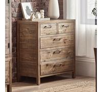Ember Reclaimed Wood 3+2 Drawer Chest rustic dark wood