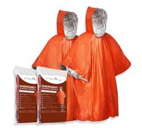 Ember Rock Emergency Survival Rain Poncho - 2 Pack Thermal Mylar Foil Blanket - Reversible Waterproof Heat Retention Rain Protection - Bushcraft Outdoor Gear