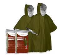 Ember Rock Emergency Survival Rain Poncho - 2 Pack Thermal Mylar Foil Blanket - Reversible Waterproof Heat Retention Rain Protection - Bushcraft Outdoor Gear