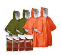 Ember Rock Emergency Survival Rain Poncho - 4 Pack Thermal Mylar Foil Blanket - Reversible Waterproof Heat Retention Rain Protection - Bushcraft Outdoor Gear