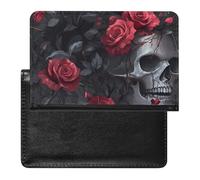 Ember Rose Death Skull Head Slim Passport Holder Credit Card Cover Travel Essentials Wallet