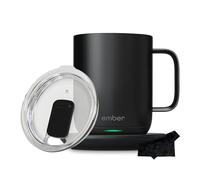 Ember Temperature Control Smart Mug 2, 10 oz Black | App-Controlled Heated Coffee Cup | Double Battery Life With Sliding Lid | Signature Series Cloth