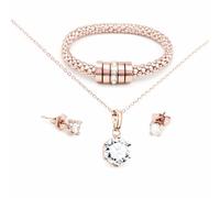 Ember Three Piece Jewelry Set with Austrian Crystals, Bracelet 7cm, Necklace 42cm with 10mm Solitaire Pendant, Matching Earrings Gift Pouch & Gift Card Options (Rose Gold, Someone Special)