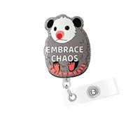 Emberce Chaos Opossum Badge Reel - Cute Badge Clip Retractable with ID Clip for Nurse Nursing Name Tag Card Acrylic Badge Holder for Doctor Teacher Student Assistant Staff Volunteer Office Work