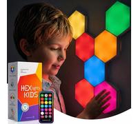 Emberela HEXlights Sensory Lights for Kids - 7pk, Touch Hexagon LED Lights | Autism, ADHD & Sensory Seeking | 13 Colors | Best for Sensory Room, Classroom Calm-Down Corner & Bedroom Tap Tap Wall Light