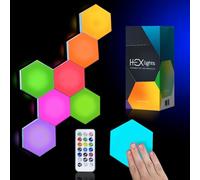 Emberela HEXlights Sensory Lights, Tap Tap & Remote Control Hexagon LED Lights - 13 Colors, 7pk, Elevate Your Space with These Premium Hexagon Wall Panels - Great for Sensory Room & for Bedroom